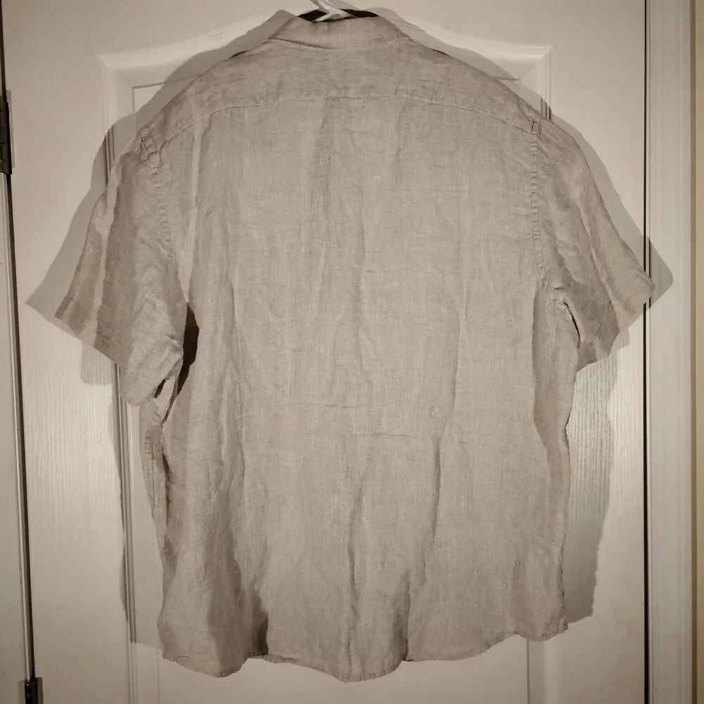Banana Republic shirt mens XL Xlarge gray 100% linen short sleeve casual standar - Picture 9 of 10